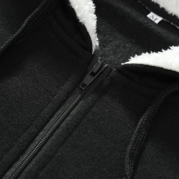 Black Mens Thermal Hoodie - Picture 4 of 6